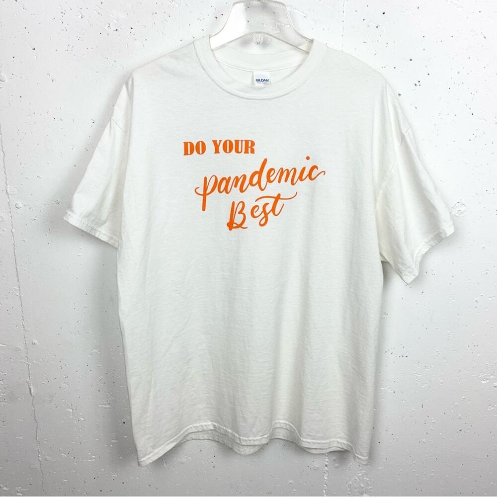 RARE 'Do Your Pandemic Best' Crewneck T-Shirt White Short Sleeve Cotton Size XL